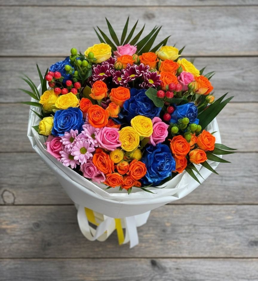 Букет цветов из: Розы и Хризантемы в Первомайском Республика Дагестан