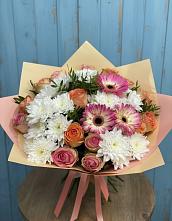 Букет цветов из:  Розы, Герберы и Хризантемы в Первомайском Республика Дагестан