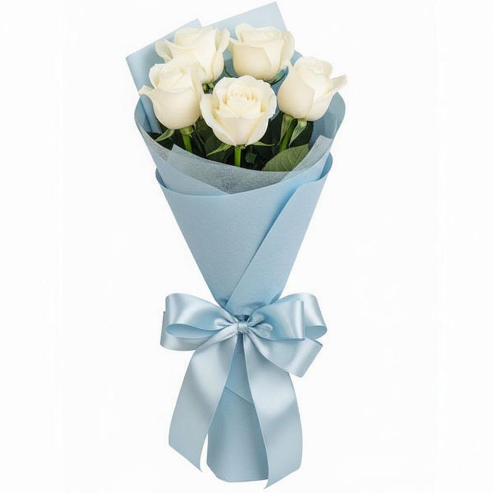 Букет 5 Белых роз Проуд в Первомайском Республика Дагестан