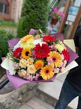 Букет цветов из:  Герберы, Ромашки, Хризантемы, Розы и Подсолнухи #REPLACE_PRED# Первомайском Республика Дагестан