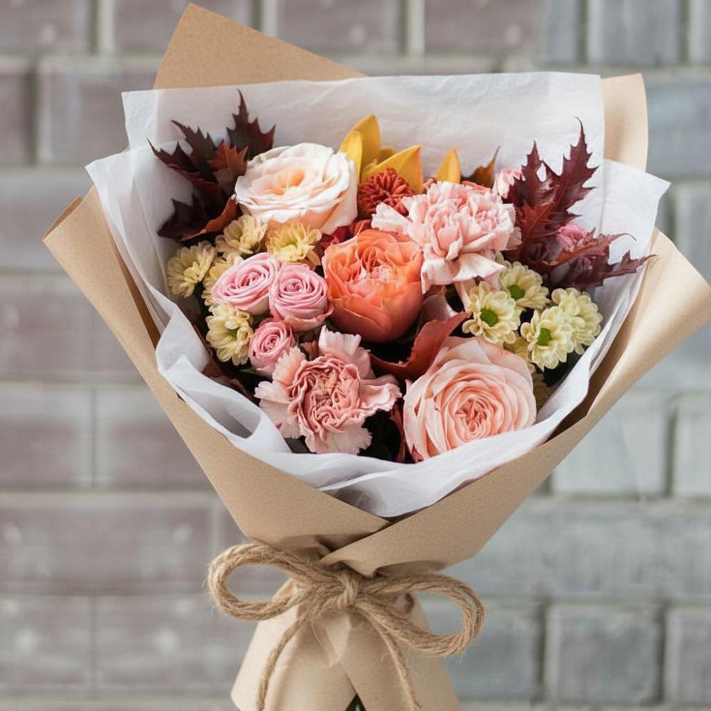 Букет цветов из: Гвоздики, Хризантемы и Розы в Первомайском Республика Дагестан