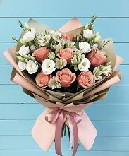 Букет цветов из:  Розы, Альстромерии и Лизиантусы в Первомайском Республика Дагестан