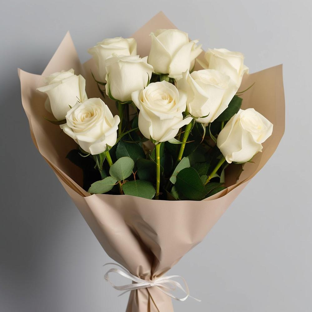 Букет 9 Белых роз Эдлесс Лав в Первомайском Республика Дагестан