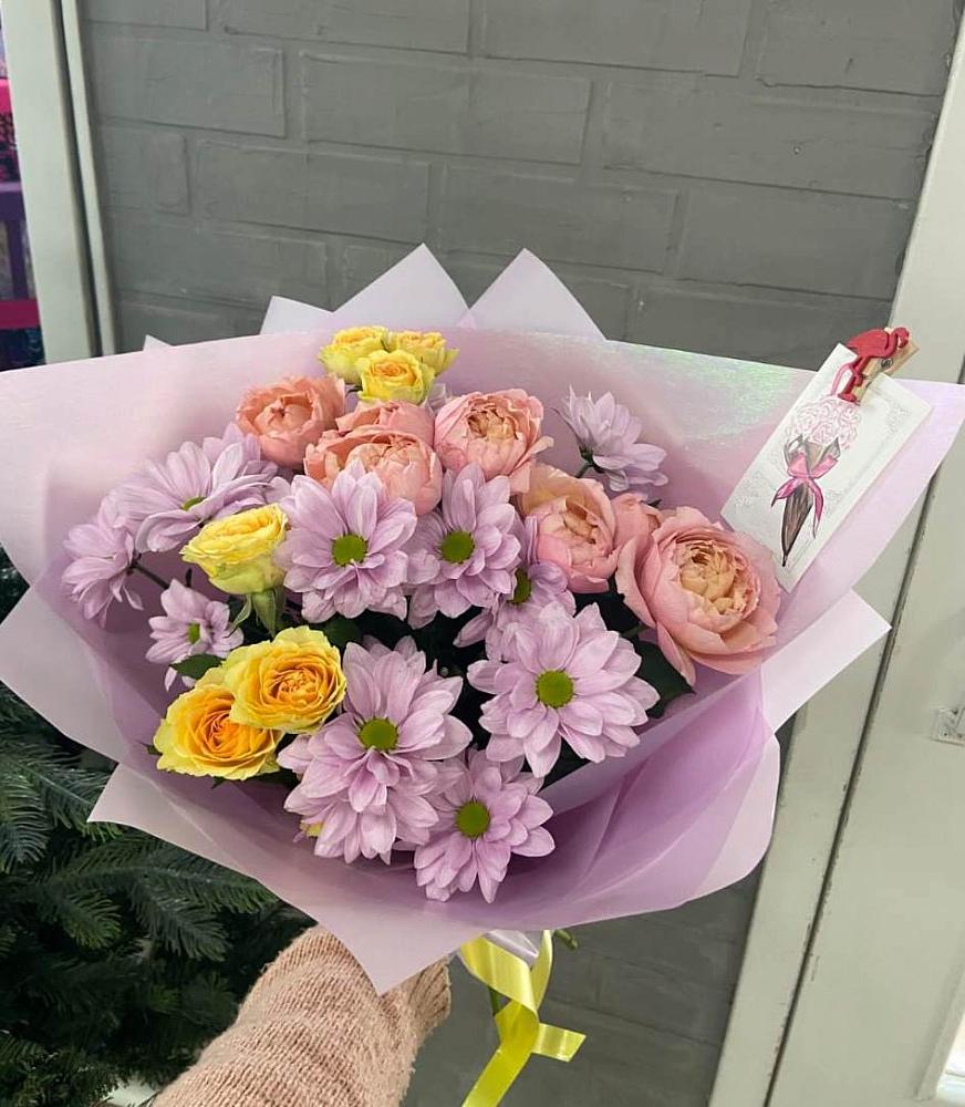 Букет цветов из: Хризантемы и Розы в Первомайском Республика Дагестан