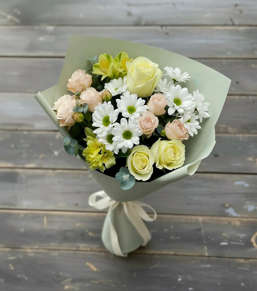 Букет цветов из: Альстромерии, Розы и Хризантемы в Первомайском Республика Дагестан