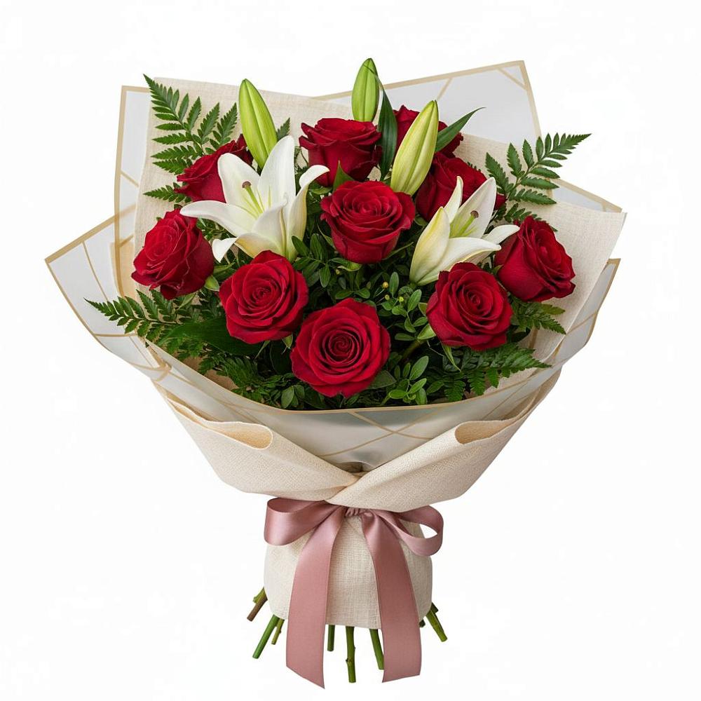 Букет цветов из: Лилии и Розы в Первомайском Республика Дагестан