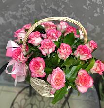 Цветочная композиция из Розы в корзине #REPLACE_PRED# Первомайском Республика Дагестан