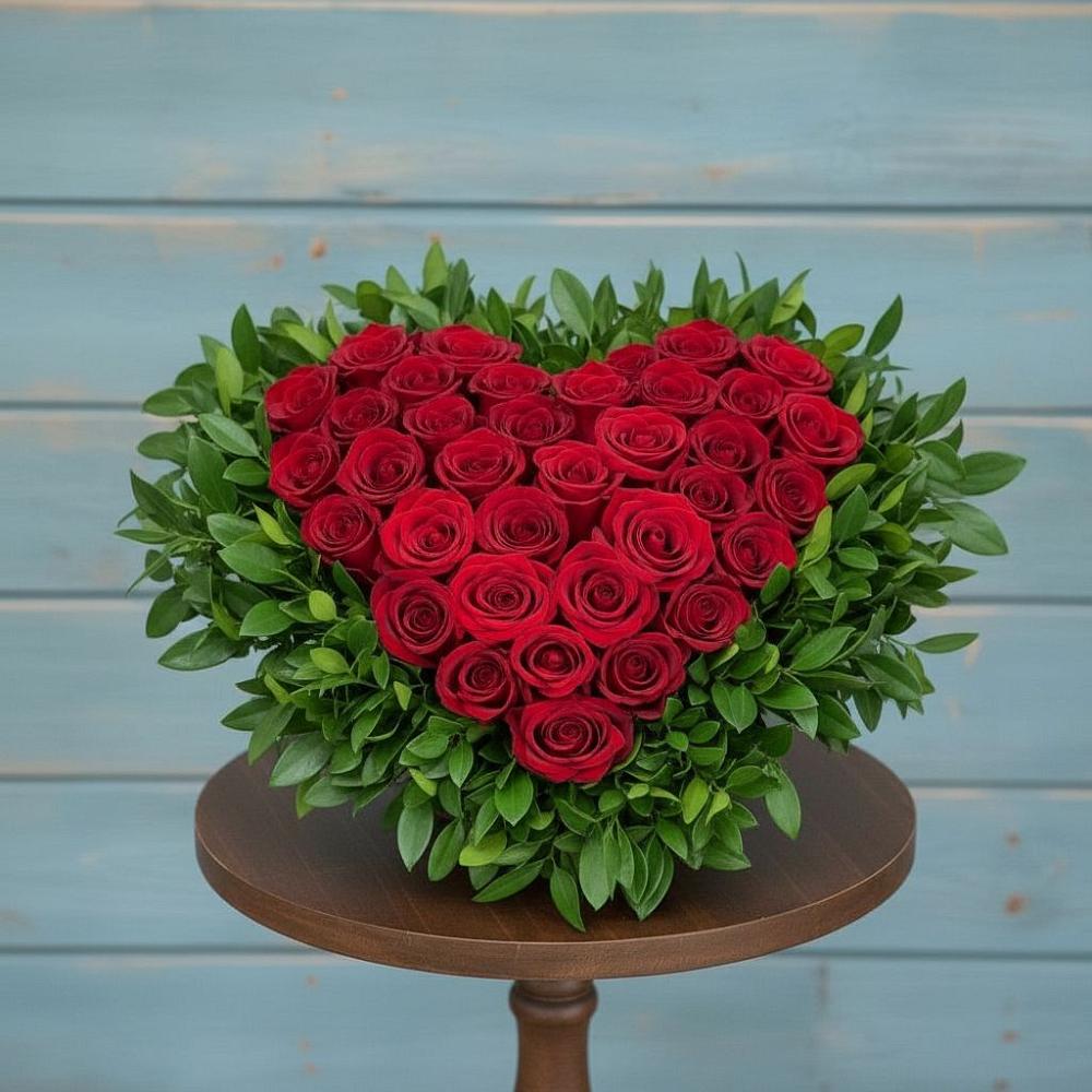 Цветочная композиция из Розы в виде сердца в Первомайском Республика Дагестан