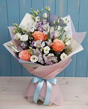 Букет цветов из:  Лизиантусы, Розы, Альстромерии и Гипсофила #REPLACE_PRED# Первомайском Республика Дагестан