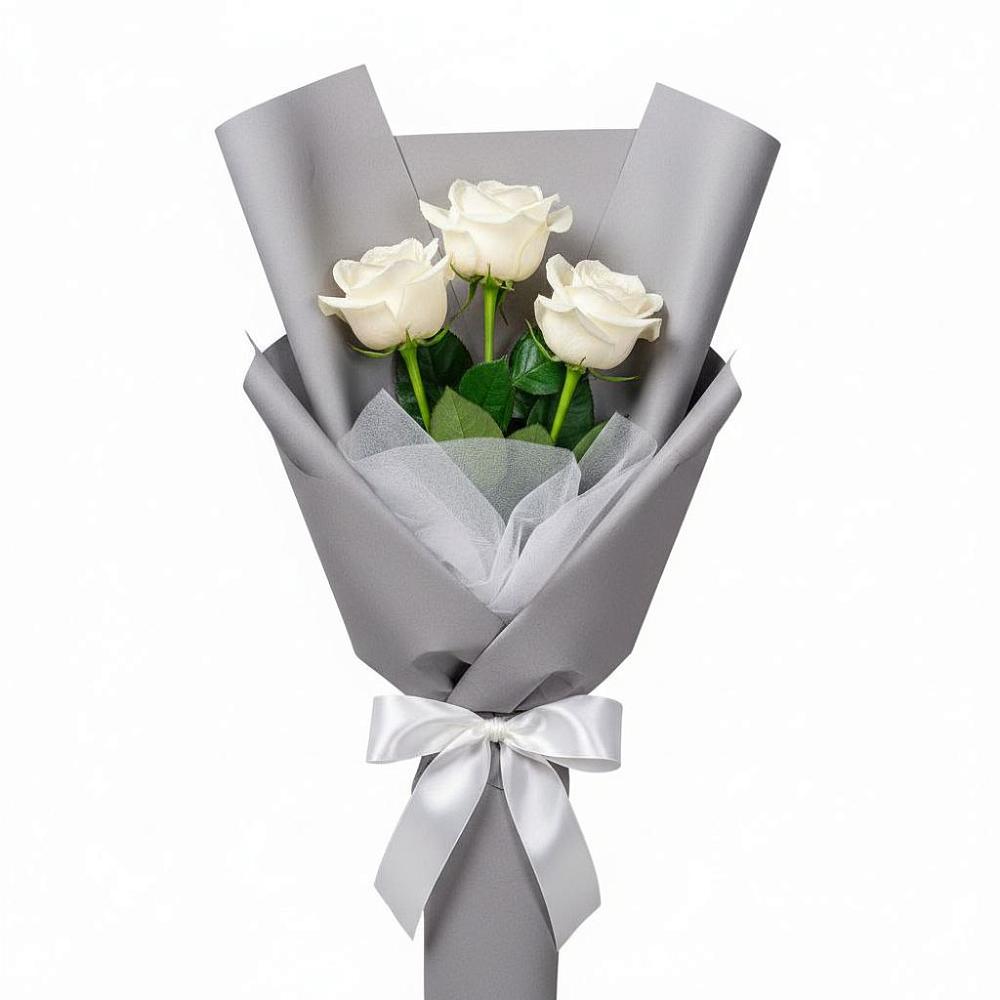 Букет 3 белые розы в Первомайском Республика Дагестан