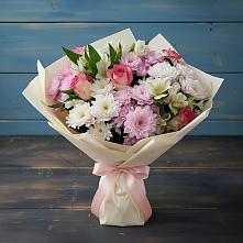 Букет цветов из:  Хризантемы, Альстромерии и Розы в Первомайском Республика Дагестан