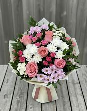 Букет цветов из:  Альстромерии, Гвоздики, Розы и Хризантемы #REPLACE_PRED# Первомайском Республика Дагестан