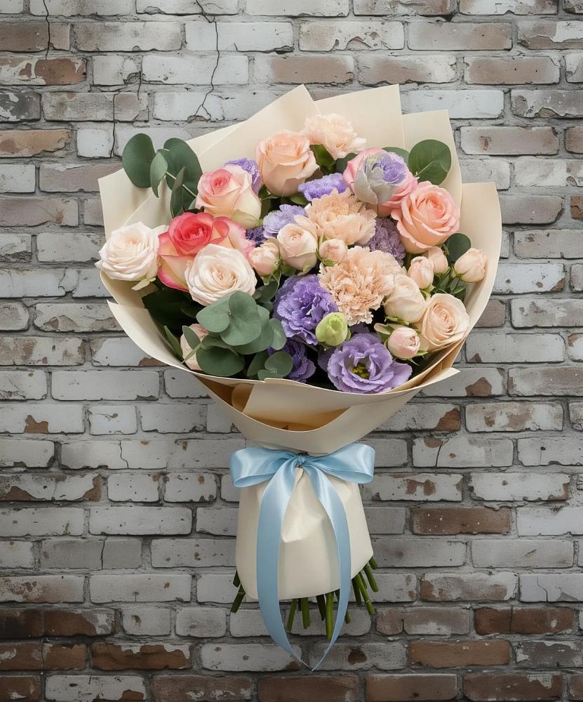 Букет цветов из: Розы, Лизиантусы и Гвоздики в Первомайском Республика Дагестан