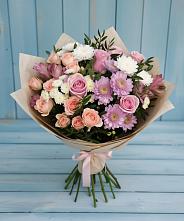 Букет цветов из:  Хризантемы, Розы и Альстромерии #REPLACE_PRED# Первомайском Республика Дагестан