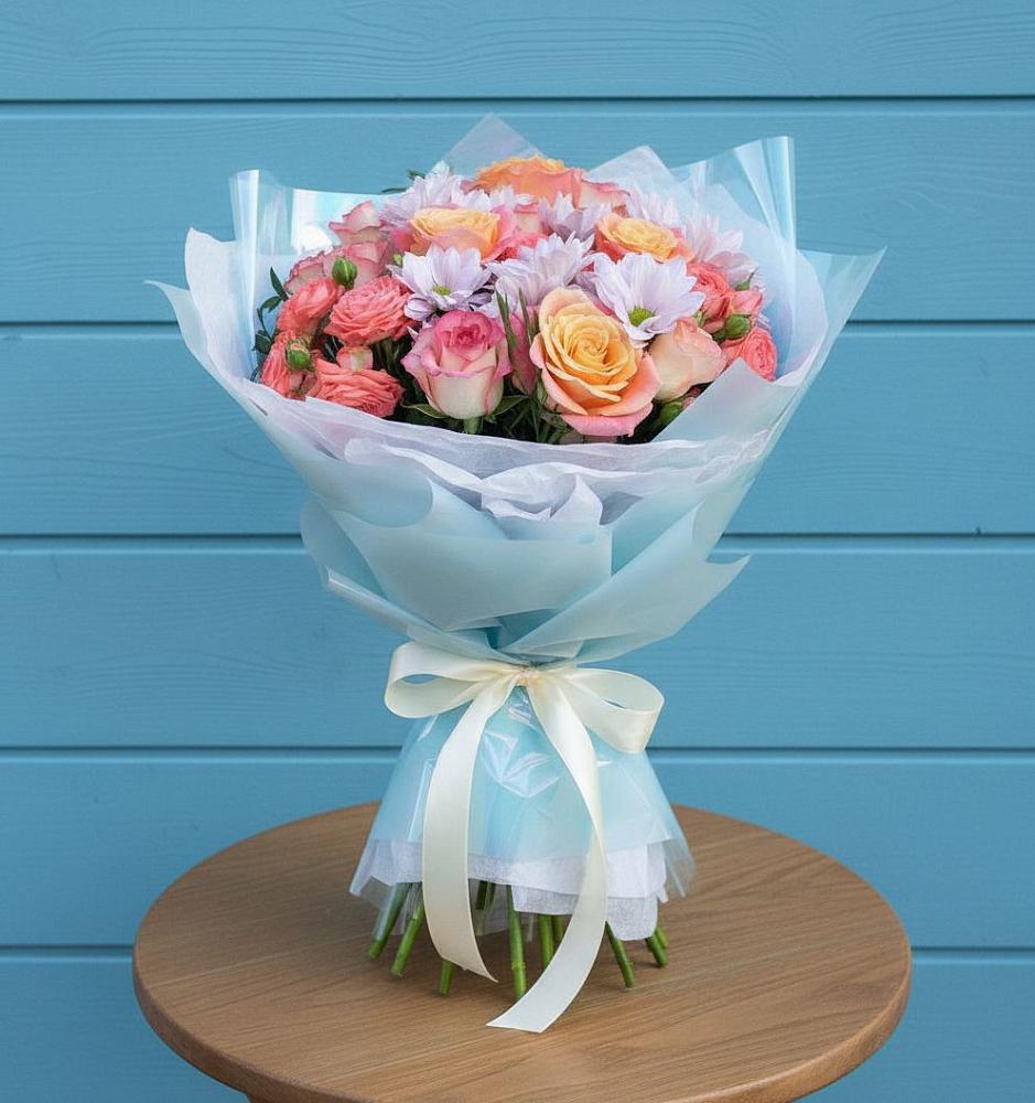 Букет цветов из: Хризантемы и Розы в Первомайском Республика Дагестан