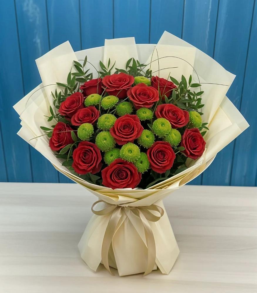 Букет цветов из: Розы и Хризантемы в Первомайском Республика Дагестан