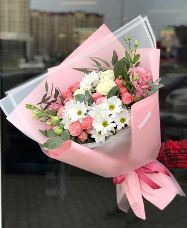 Букет цветов из: Розы, Лизиантусы и Хризантемы в Первомайском Республика Дагестан