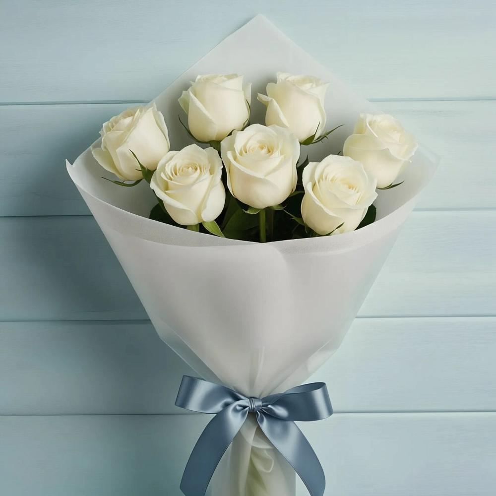 Букет 7 Белых роз Эдлесс Лав в Первомайском Республика Дагестан