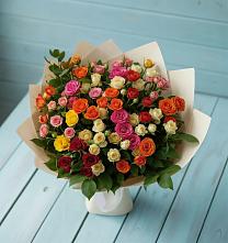Букет Микс из разноцветных кустовых роз в Первомайском Республика Дагестан